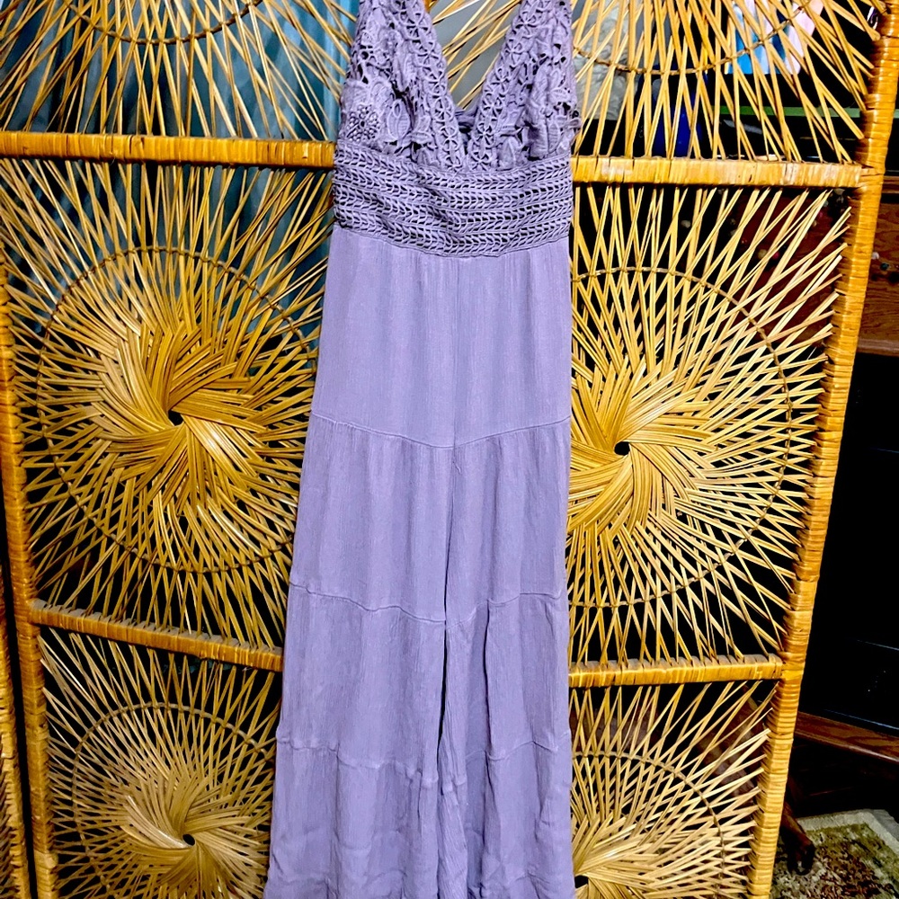 Elegant Lavender Lace Maxi romper